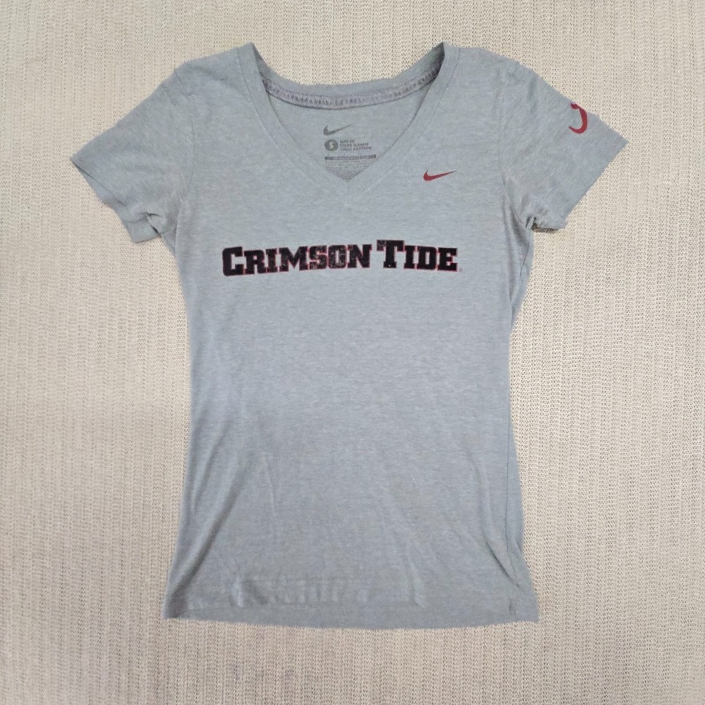 Nike Alabama Crimson Tide Shirt Womens Small Gray Short Sleeve SEC Football Slim